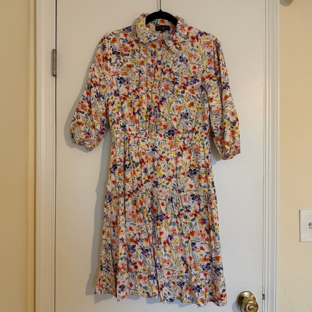 Madison & Park Colorful Floral Button up shirt dress
